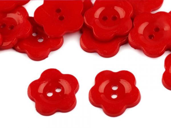Kunststoffknopf Blütenform Ø 22mm Rot